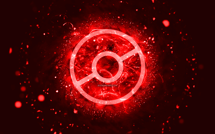 ポケモンGOの赤いロゴ, 4k, 赤いネオンライト, creative クリエイティブ, 赤い抽象的な背景, ポケモンGOロゴ, ƒIƒ“ƒ‰ƒCƒ“ƒQ[ƒ€, ポケモンGO