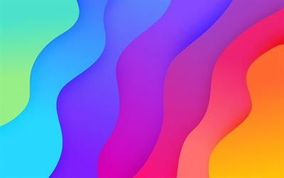 material design, 4k, abstract waves, colorful backgrounds, geometric art, creative, artwork, abstract art, colorful waves