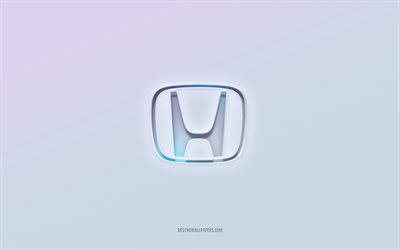 Honda logo, cut out 3d text, white background, Honda 3d logo, Honda emblem, Honda, embossed logo, Honda 3d emblem