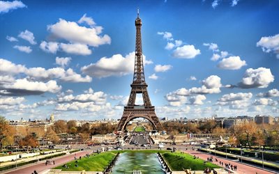 4k, Eiffel Tower, french cities, HDR, Europe, France, french landmarks, Paris