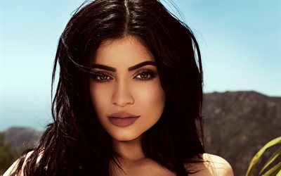 Kylie Jenner, mod&#232;le Am&#233;ricain, brune, portrait, maquillage, belle femme