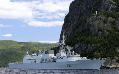 HMCS Ville de Quebec, FFH332, 4K, warship, frigate, Royal Canadian Navy, Halifax-class frigate, Canada