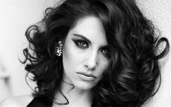 Alison Brie, black and white photo, portrait, american actress, monochrome, beautiful woman, Hollywood star