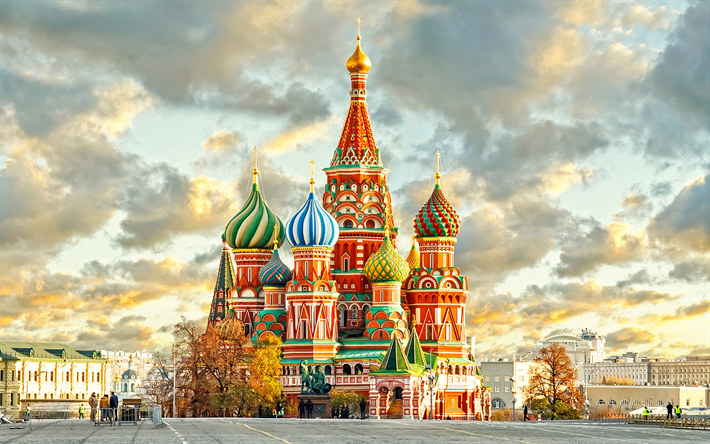 San Basilio de la Catedral, 4k, ruso monumentos, Rusia, Mosc&#250;