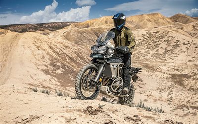 Triumph Tiger 800 XCA, 2018, 4k, cross-country motorcycle, desert, new motorcycles, Triumph