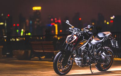 Ver KTM Super Duke R, noite, 2018 motos, ajuste, sbk, KTM