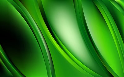 緑の抽象波, 4k, 3Dアート, 抽象画美術館, 緑の波背景, 抽象波, 創造, グリーンバック, 波織, 緑3D波