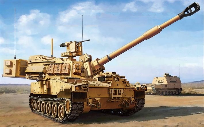 M109 haupitsi, Paladin, M109A6, nykyaikainen aseistus, tykist&#246;, 155 mm itsekulkevat Haupitsi, YHDYSVALTAIN Armeija, USA