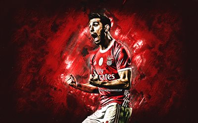 Pizzi, Portuguese soccer player, SL Benfica, portrait, red stone background, Luis Miguel Afonso Fernandes, football