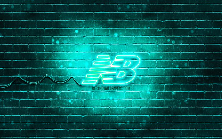 Download Wallpapers New Balance Turquoise Logo 4k Turquoise Brickwall New Balance Logo Brands New Balance Neon Logo New Balance For Desktop Free Pictures For Desktop Free