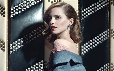 Emma Watson, British Actress, Portrait, Photoshoot, Gray Dress, Popular Actresses, American Star
