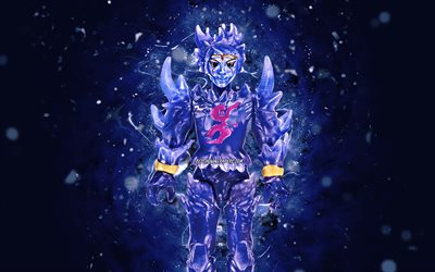 Crystello le dieu de cristal, 4K, n&#233;ons bleus, Roblox, fan art, personnages Roblox, Crystello le dieu de cristal Roblox