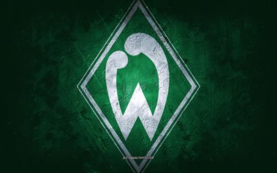 SV Werder Bremen, German football club, green stone background, SV Werder Bremen logo, grunge art, Bundesliga, football, Germany, SV Werder Bremen emblem