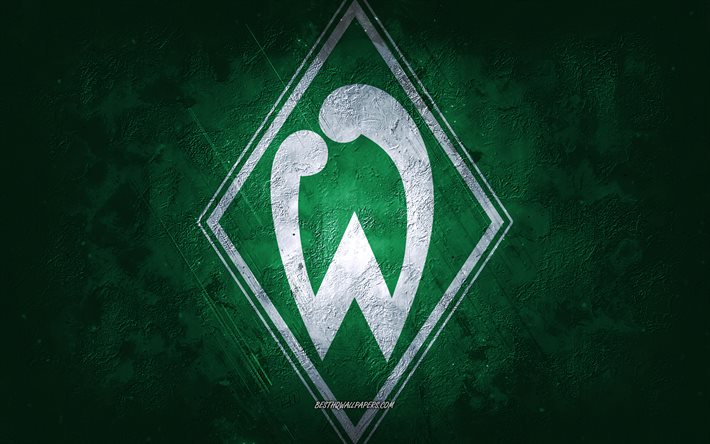 SV Werder Bremen, tyska fotbollsklubben, gr&#246;n sten bakgrund, SV Werder Bremen logotyp, grunge konst, Bundesliga, fotboll, Tyskland, SV Werder Bremen emblem