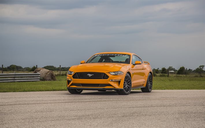 Hennessey Mustang GT HPE800 Supercharged, supercars, 2020 cars, yellow Mustang, 2020 Ford Mustang, tuning, Ford
