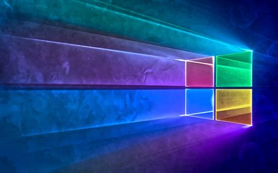 Logotipo abstrato do Windows 10, 4k, planos de fundo azuis, criativo, logotipo do Windows 10, sistemas operacionais, logotipo colorido do Windows 10, Windows 10