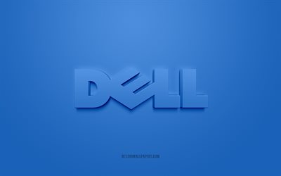 Logotipo da Dell, fundo azul, logotipo 3D da Dell, arte 3D, Dell, logotipo das marcas, logotipo 3D da Dell azul