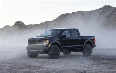 Ford F-150 Raptor, 2021, front view, exterior, new black F-150 Raptor, american cars, Ford