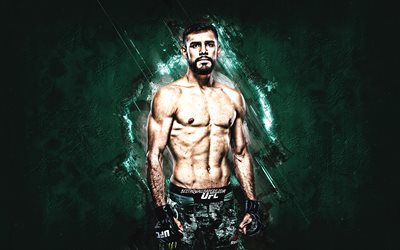 Yair Rodriguez, UFC, MMA, Mexican fighter, portrait, green stone background, Ultimate Fighting Championship