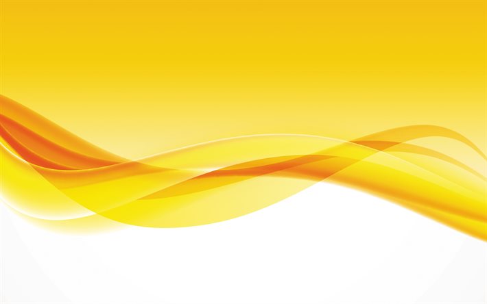 Fundo de onda amarela, 4k, onda de abstra&#231;&#227;o amarela, fundo de ondas, fundo amarelo criativo, fundo de linhas amarelas