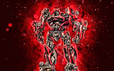 Cliffjumper, 4k, n&#233;ons rouges, Transformers, cr&#233;atif, Personnages de Transformers, Cliffjumper Autobot, Cliffjumper Transformer