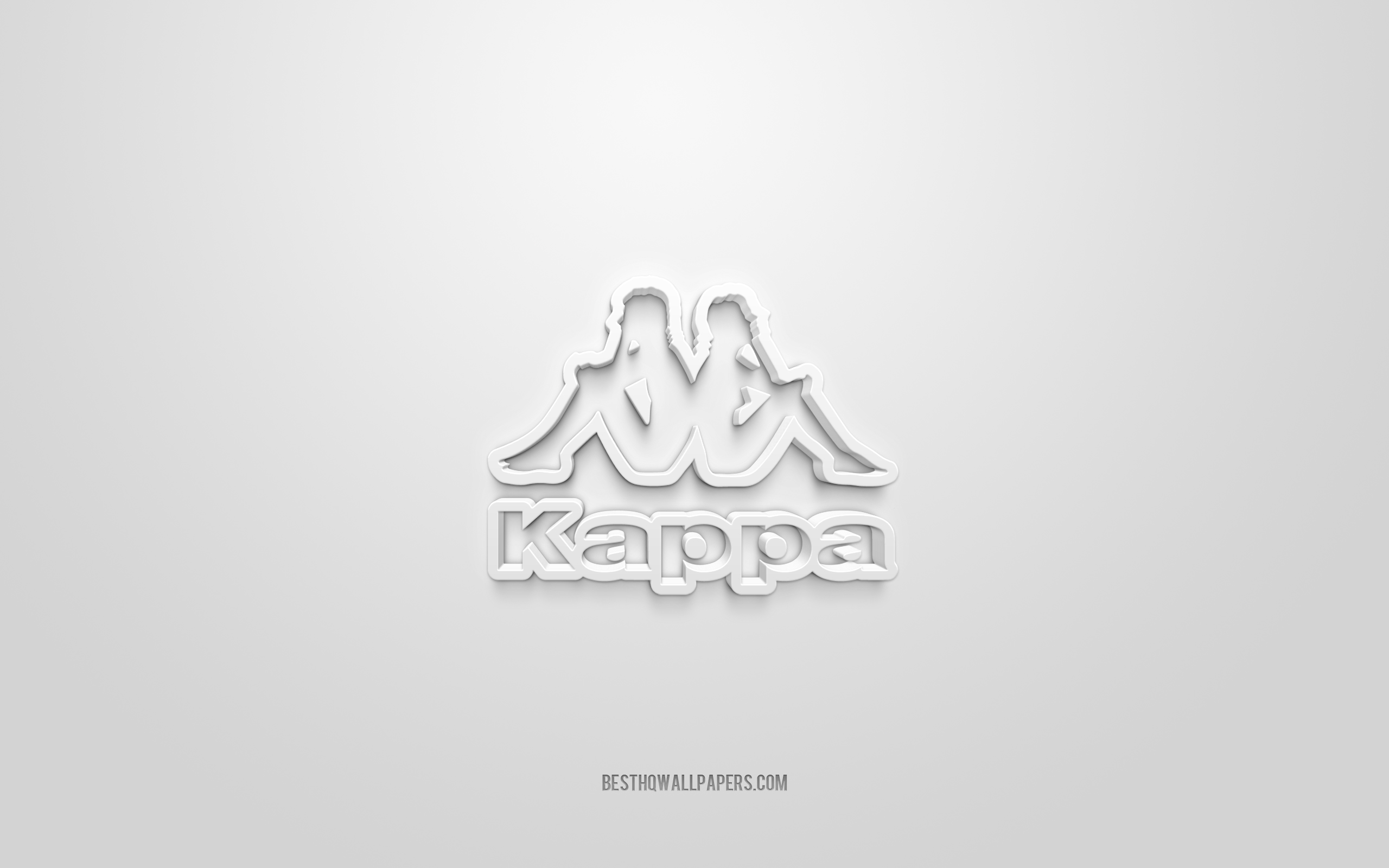 Download wallpapers Kappa logo, white background, Kappa logo, 3d art, Kappa, brands logo, Kappalogo, white 3d Kappa logo for desktop resolution High Quality pictures wallpapers