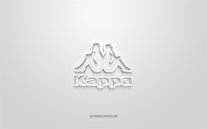 Logotipo Kappa, fundo branco, logotipo 3d Kappa, arte 3D, Kappa, logotipo de marcas, Kappalogo, logotipo 3d Kappa branco