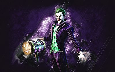 Fortnite The Joker Skin, Fortnite, main characters, purple stone background, The Joker, Fortnite skins, The Joker Skin, The Joker Fortnite, Fortnite characters