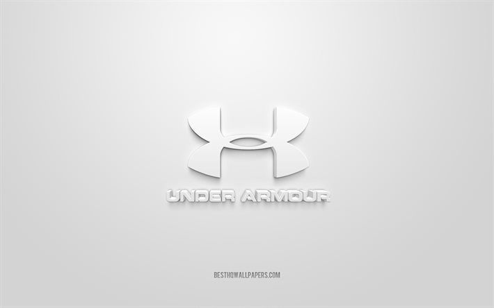アンダーアーマー。, 白背景, アンダーアーマー3Dロゴ, 3Dアート, ブランドロゴ, ホワイトの3Dアンダーアーマーロゴ