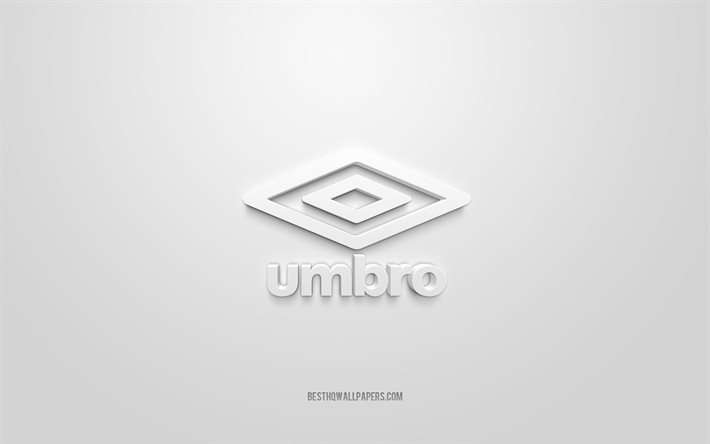 Umbro-logo, valkoinen tausta, Umbro 3D-logo, 3D-taide, Umbro, tuotemerkkien logo, valkoinen 3d Umbro-logo