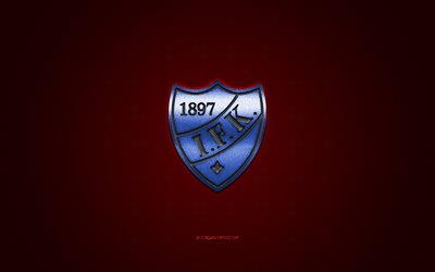 HIFK, Finnish hockey club, Liiga, blue logo, red carbon fiber background, ice hockey, Helsinki, Finland, HIFK logo, IFK Helsinki
