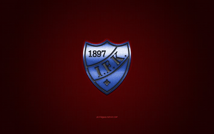 HIFK, Suomen j&#228;&#228;kiekkoseura, Liiga, sininen logo, punainen hiilikuitutausta, j&#228;&#228;kiekko, Helsinki, Suomi, HIFK-logo, IFK Helsinki