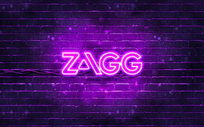 Zagg violet logo, 4k, violet brickwall, Zagg logo, brands, Zagg neon logo, Zagg