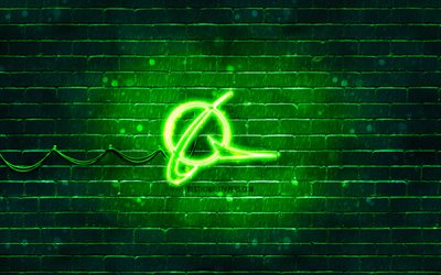 Boeing green logo, 4k, green brickwall, Boeing logo, brands, Boeing neon logo, Boeing