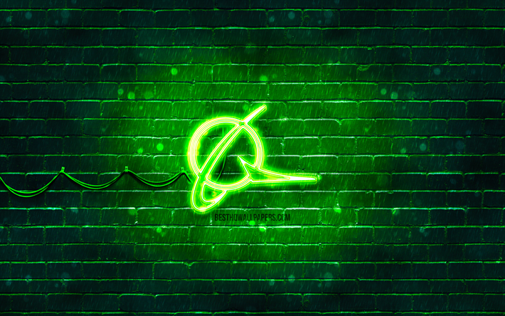 boeing vert logo, 4k, mur de briques vertes, boeing logo, marques, boeing n&#233;on logo, boeing
