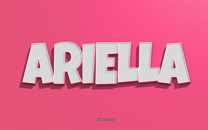 Ariella, pink lines background, wallpapers with names, Ariella name, female names, Ariella greeting card, line art, picture with Ariella name