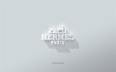 Hermes logo, white background, Hermes 3d logo, 3d art, Hermes, 3d Hermes emblem