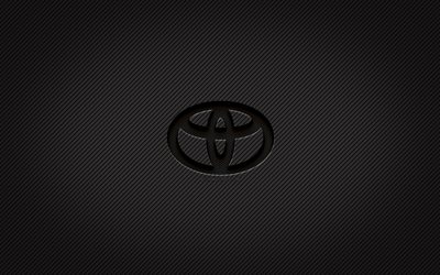 Toyota carbon logo, 4k, grunge art, carbon background, creative, Toyota black logo, cars brands, Toyota logo, Toyota