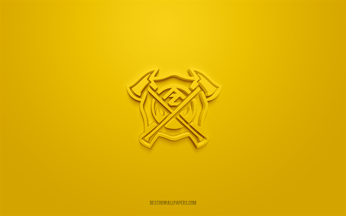 Arizona Hotshots, creative 3D logo, yellow background, AAF, 3d emblem, Alliance of American Football, American football club, USA, 3d art, American football, Arizona Hotshots 3d logo