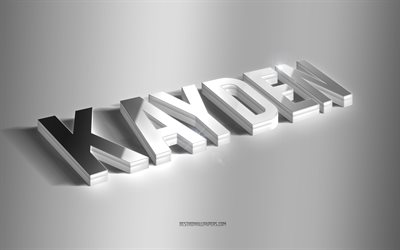 Kayden, silver 3d art, gray background, wallpapers with names, Kayden name, Kayden greeting card, 3d art, picture with Kayden name