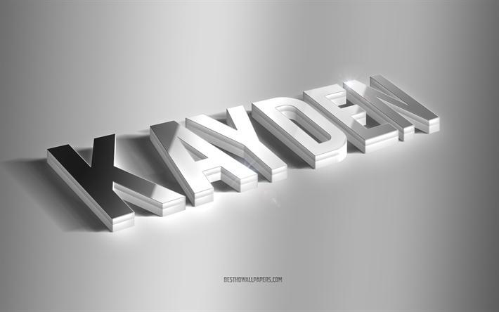 kayden, arte 3d plateado, fondo gris, fondos de pantalla con nombres, nombre de kayden, tarjeta de felicitaci&#243;n de kayden, arte 3d, imagen con el nombre de kayden