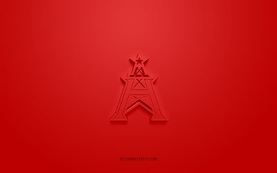 Houston Roughnecks, creative 3D logo, red background, XFL, 3d emblem, American football club, USA, 3d art, American football, Houston Roughnecks 3d logo