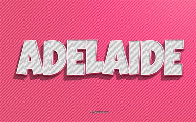 Adelaide, pink lines background, wallpapers with names, Adelaide name, female names, Adelaide greeting card, line art, picture with Adelaide name