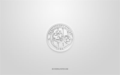 fcフラデツクラーロベ, クリエイティブな3dロゴ, 白色の背景, チェコファーストリーグ, 3dエンブレム, チェコのサッカークラブ, フラデツ・クラーロヴェ, チェコ共和国, 3dアート, フットボール, fcフラデツクラーロヴェ3dロゴ