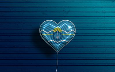 I Love Chubut, 4k, realistic balloons, blue wooden background, Day of Chubut, Argentine provinces, flag of Chubut, Argentina, balloon with flag, Provinces of Argentina, Chubut flag, Chubut