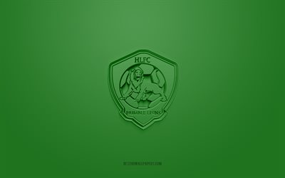 humble lions, kreativ 3d-logotyp, gr&#246;n bakgrund, jamaicansk fotbollsklubb, national premier league, may pen, jamaica, 3d-konst, fotboll, humble lions 3d-logotyp