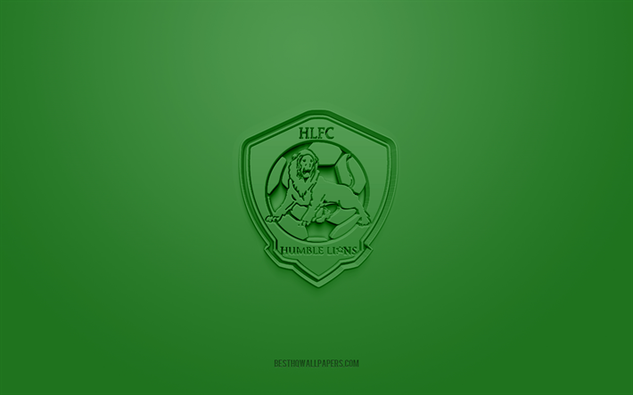 humble lions, logotipo 3d creativo, fondo verde, club de f&#250;tbol de jamaica, liga premier nacional, may pen, jamaica, arte 3d, f&#250;tbol, ​​logotipo 3d de humble lions
