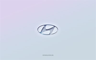 Hyundai logo, cut out 3d text, white background, Hyundai 3d logo, Hyundai emblem, Hyundai, embossed logo, Hyundai 3d emblem