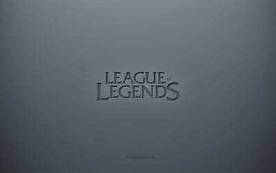 league of legends -logo, harmaa luova tausta, league of legends -tunnus, harmaa paperirakenne, league of legends, harmaa tausta, league of legends 3d-logo