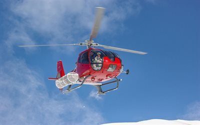 Eurocopter EC130, rescue helicopter, civil aviation, red helicopter, EC130, Eurocopter, Airbus